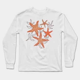 Sea stars - starfish fun in the ocean on green Long Sleeve T-Shirt